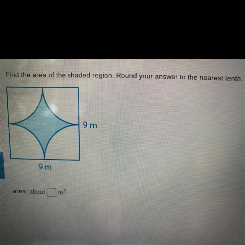 Find the area of the shaded region. Round your answer to the nearest tenth.-example-1