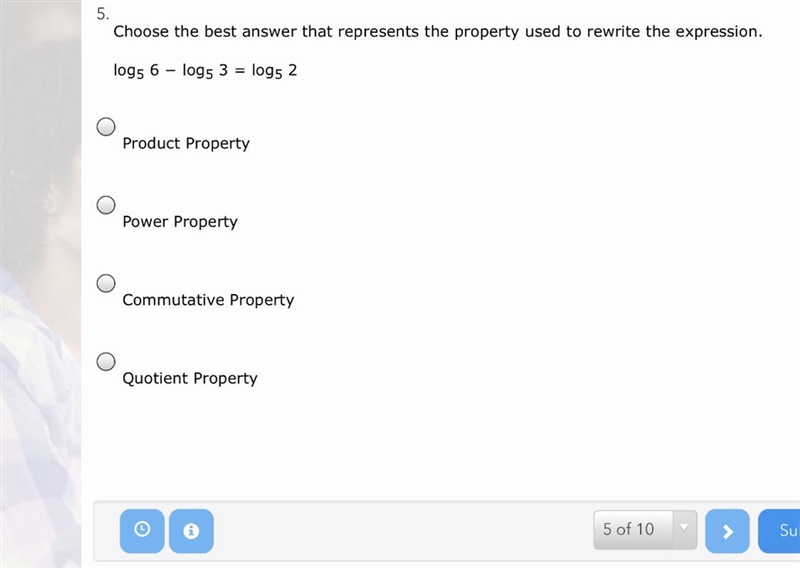 Choose the best answer that represents the property used to rewrite the expression-example-1