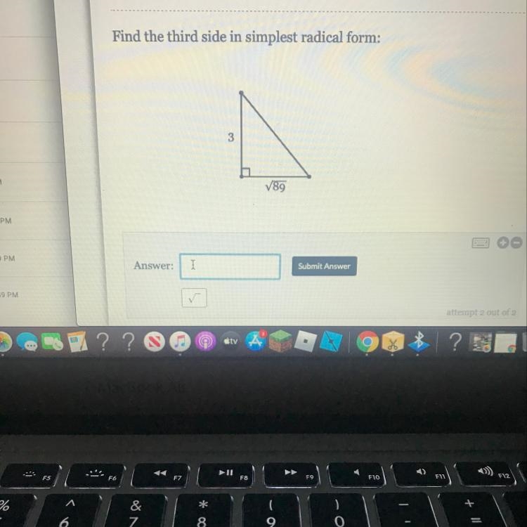 Find the third side in simplest radical form can anybody help me with this please-example-1