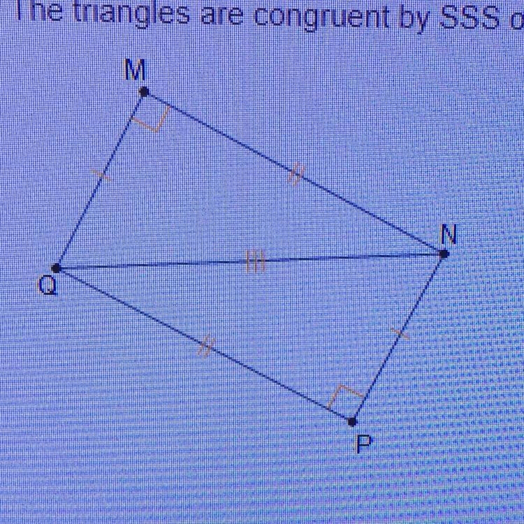 The triangles are congruent by SSS or HL Which transformation(s) can map MNQ onto-example-1