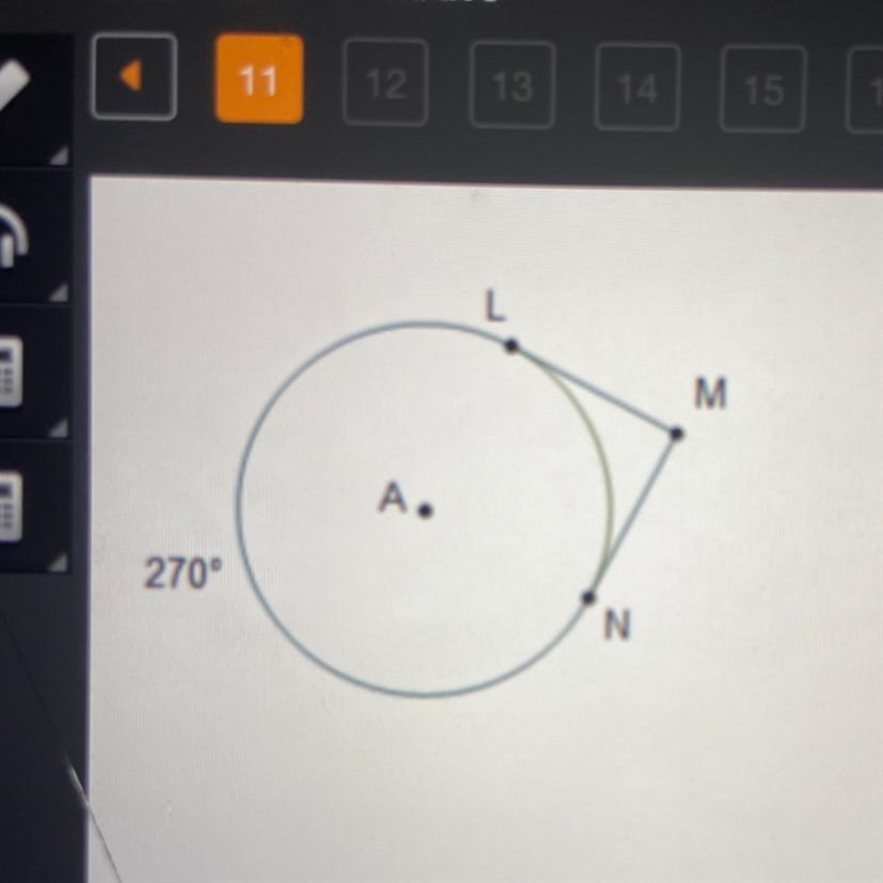 In the diagram of circle A, what is m angle LMN? О 75° O90° О 120° 135° ОО-example-1