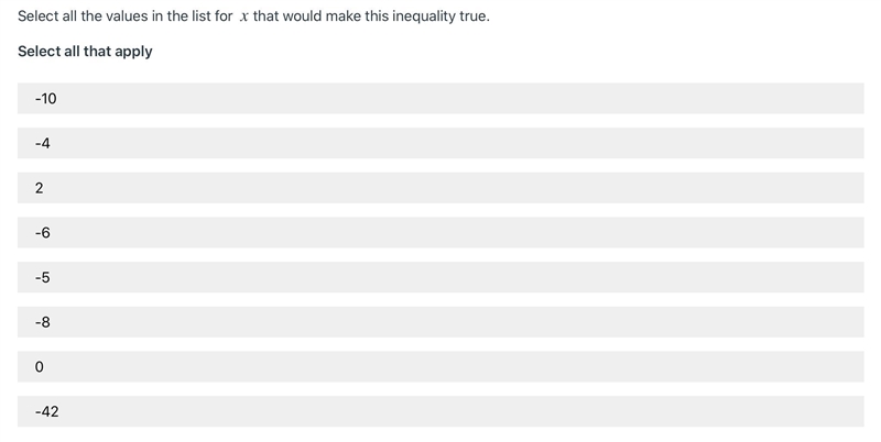 Here is an inequality: -2x>10-example-1