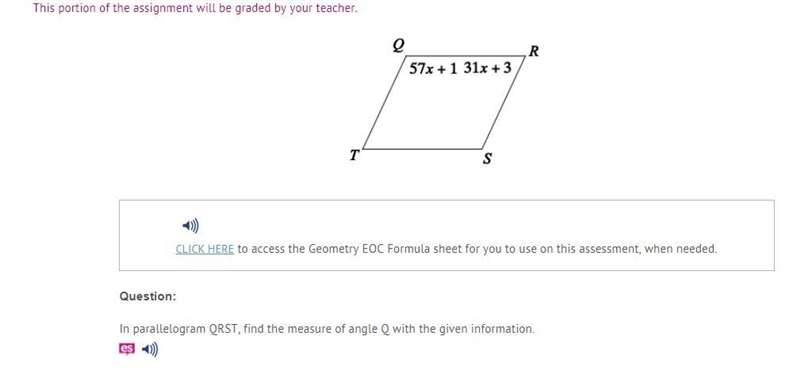 HELP ME PLEASE !!!! BEGING YOU Question: In parallelogram QRST, find the measure of-example-1