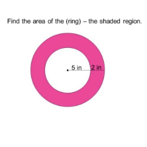 Find the area of the ring-the shaded region-example-1