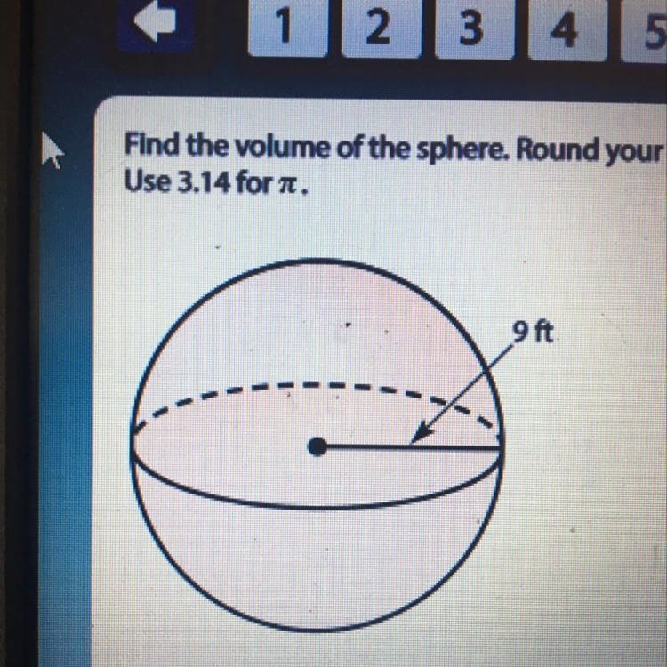 Find the volume of the sphere. Round your answer to the nearest tenth if necessary-example-1