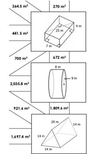 Can you please show me how to calculate the volume for each prism?-example-1