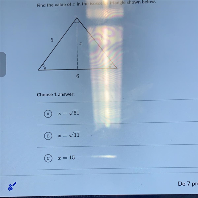 Find the value of C in the isosceles triangle shown below Answer-example-1