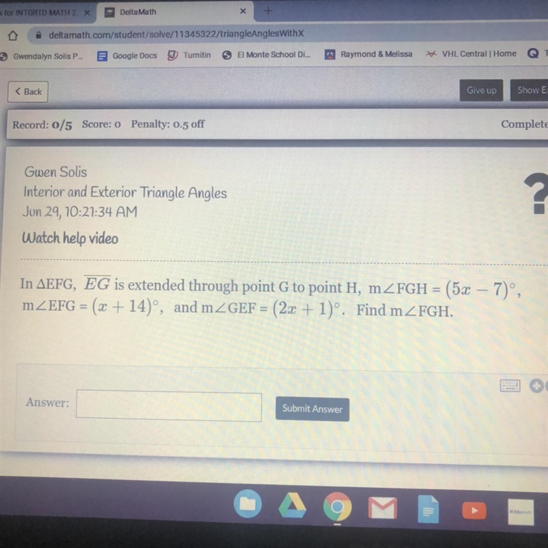 In EFG, EG is extended through point G to point H, m m-example-1