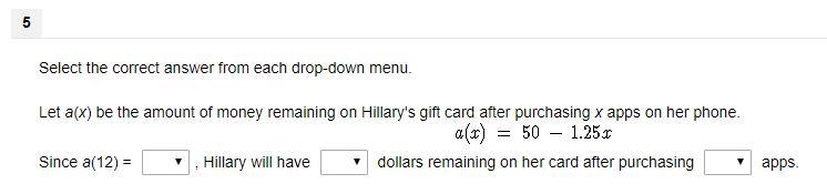 Select the correct answer from each drop-down menu. Let a(x) be the amount of money-example-1