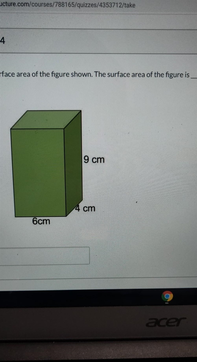 Find the surface area of the figure shown. The surface area of the figure is cm? 9 cm-example-1