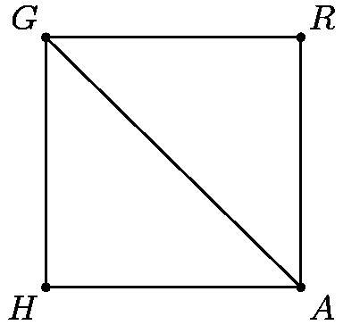 In the figure below, GRAH is a rectangle, RA=7, and GA=10. Determine AH.-example-1