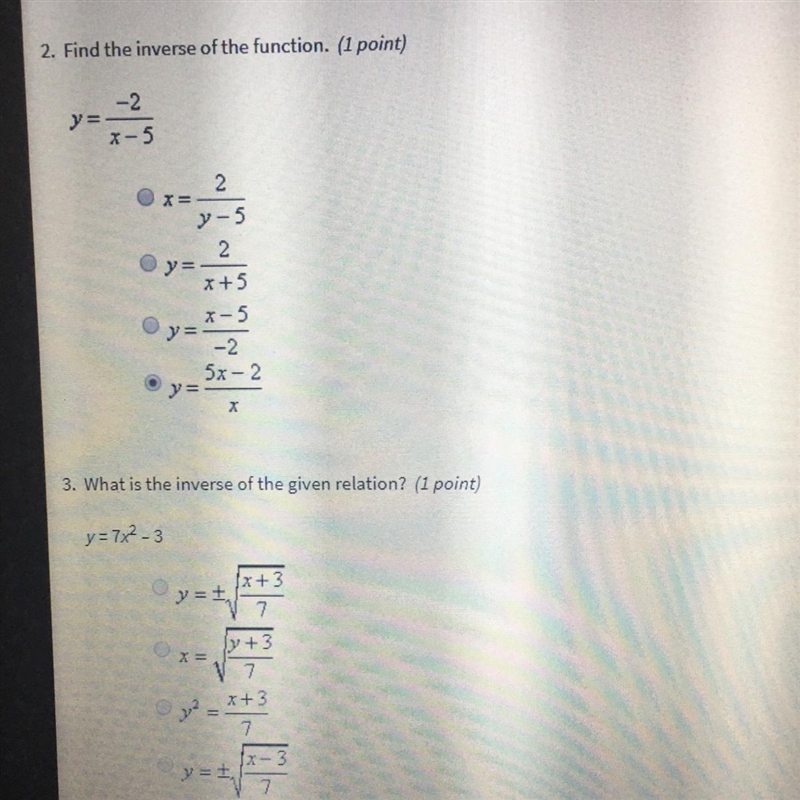 Can you help find the inverse of the functions? (15 points)-example-1