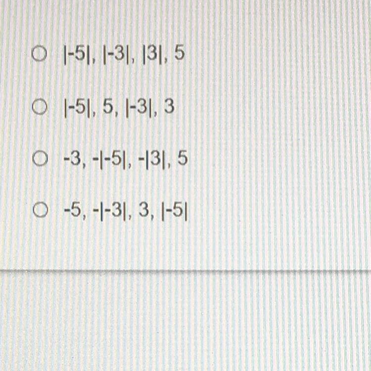 I NEED HELP ASAP Which list shows the values in order from least to greatest?-example-1