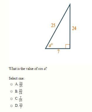 What is the value of cos a?-example-1