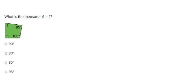 What is the measure of 1? 90° 80° 85° 95°-example-1