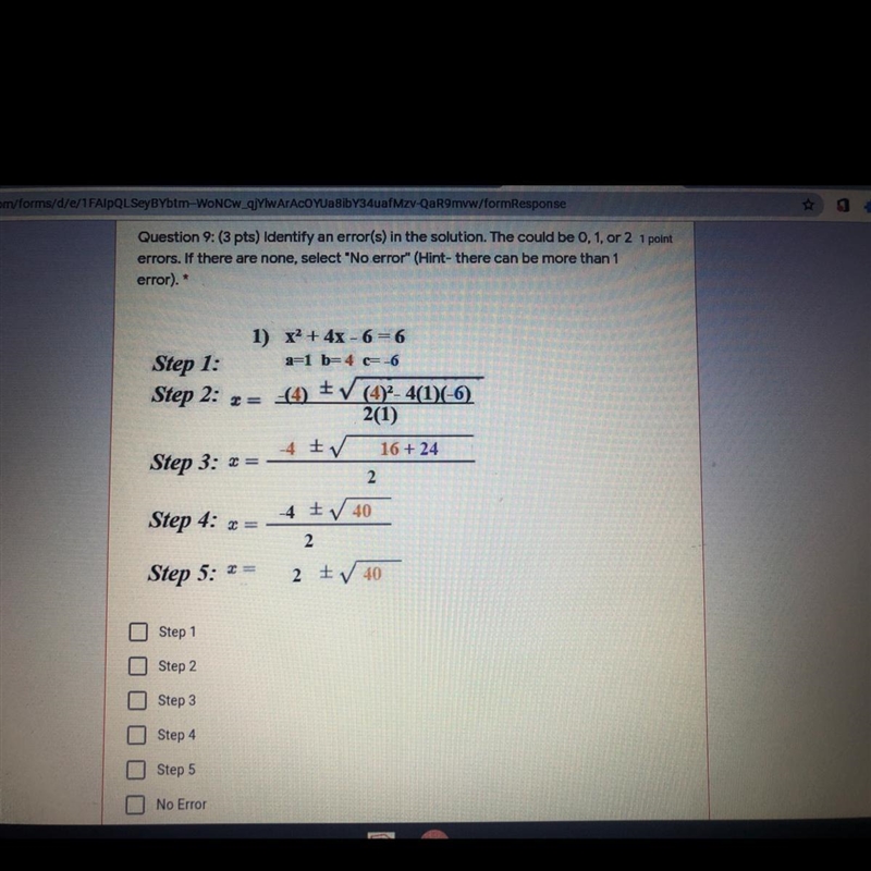 Which step(s) are errors is it step 1 step 2 step 3 step4 or step 5?-example-1