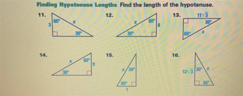 Finding Hypotenuse Lengths. Find the length of the hypotenuse.-example-1