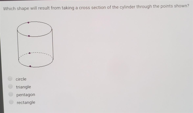 Which shape will result from taking a cross section of the cylinder through the points-example-1