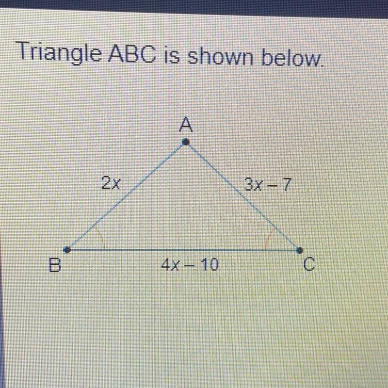 Triangle ABC is shown below. What is the length of line segment AC?-example-1