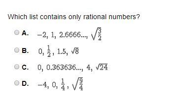 Which list contains only rational numbers?-example-1