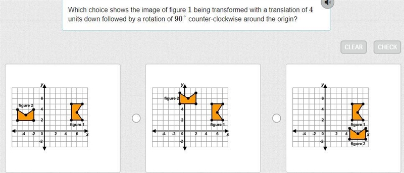 Which choice shows the image of figure 1 being transformed with a translation of 4 units-example-1