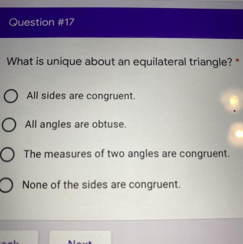 What is unique about an equilateral triangle? *-example-1