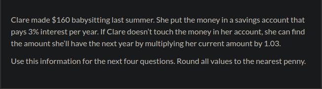 1. How much will Claire have after 2 years? 2. Also how much will she have after 5 years-example-1