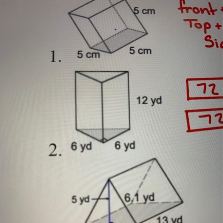 I need to find the surface area for number two. If there’s any way to help me then-example-1