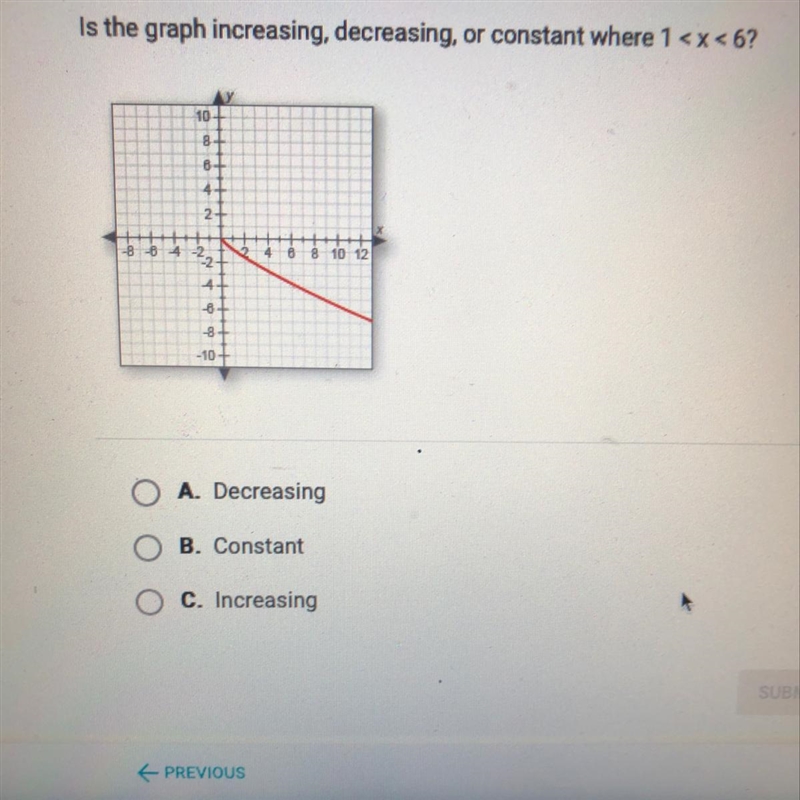 Is the graph increasing, decreasing, or constant where 1-example-1