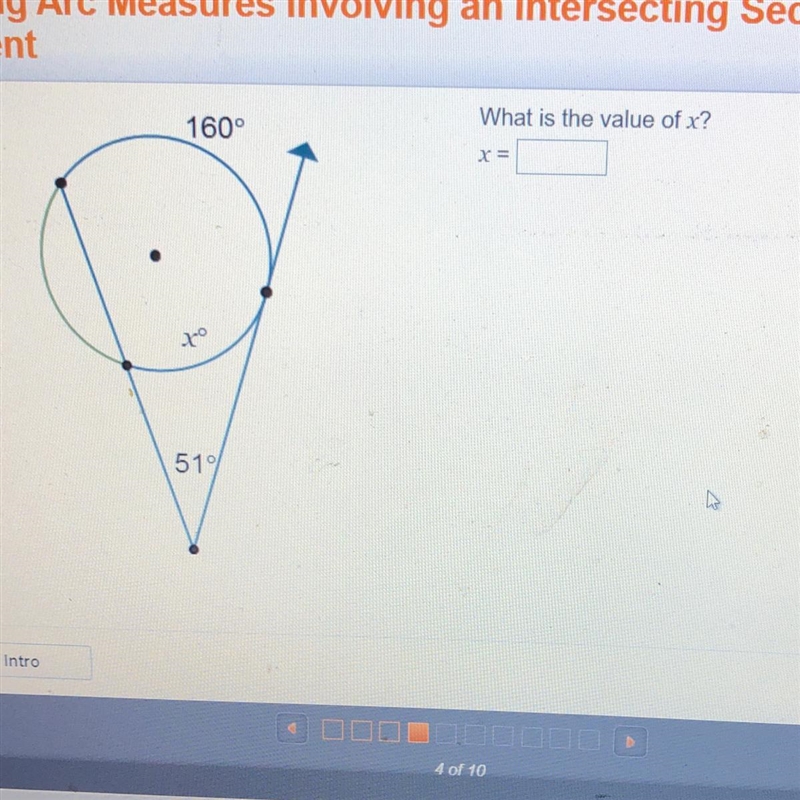 160° What is the value of x? x =-example-1