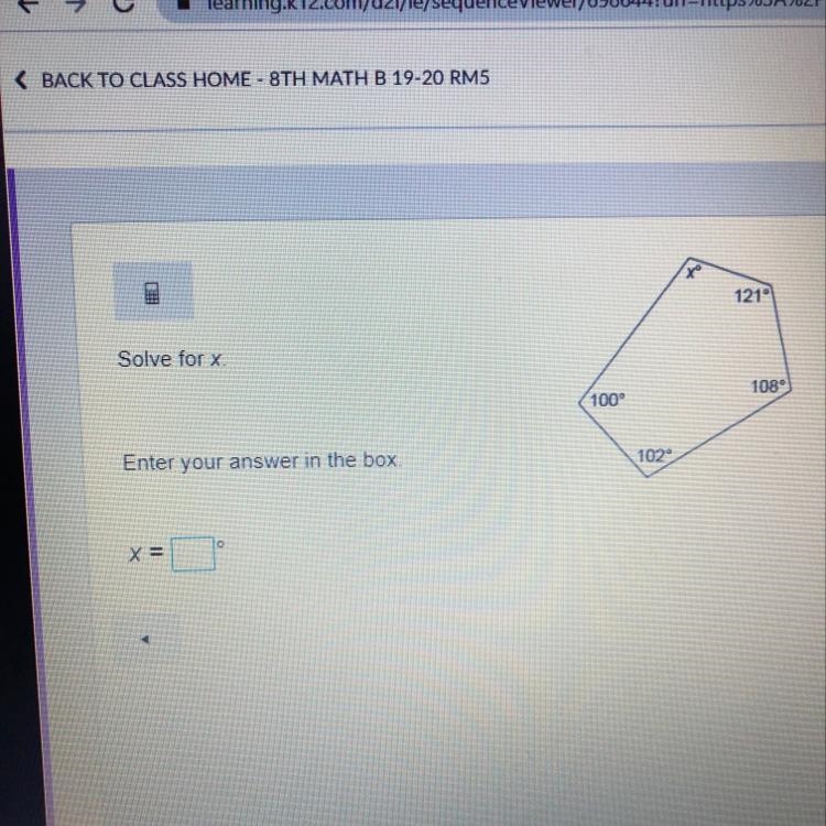 121° Solve for x. 1089 100° Enter your answer in the box. 102 Next →-example-1