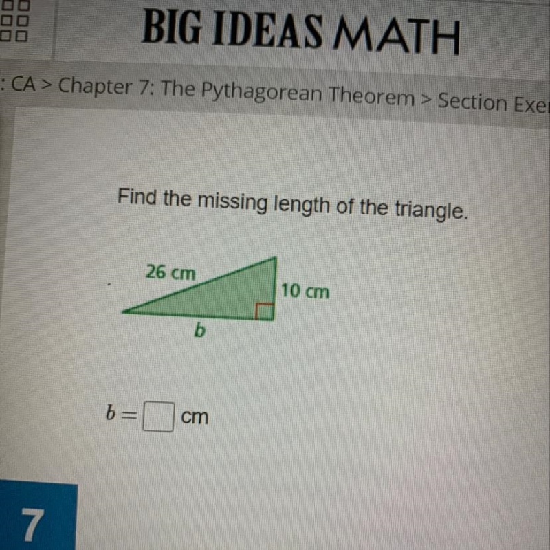 Find the missing length of the triangle.-example-1