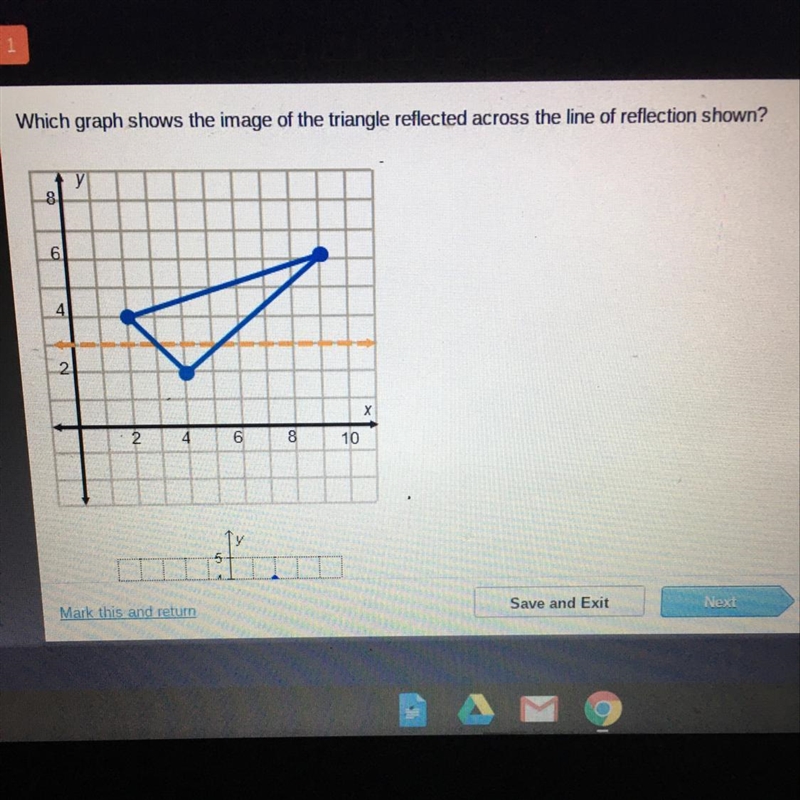 Which graph shows the image of the triangle reflected across the line of reflection-example-1