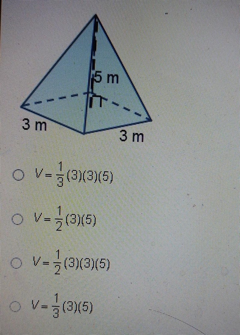 Which shows how to determine the volume of the pyramid ​-example-1