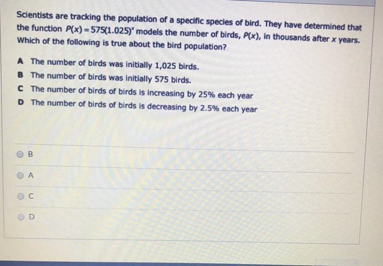 Which of the following is true about the bird population? Please!!!-example-1