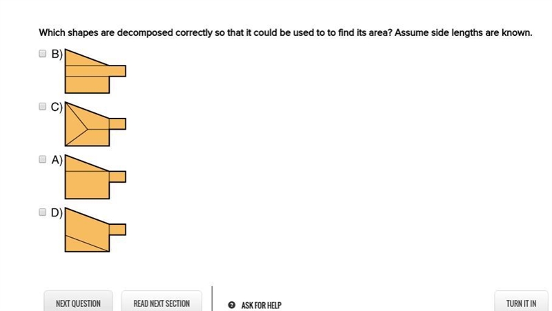 HELP! Which shapes are decomposed correctly so that it could be used to to find its-example-1