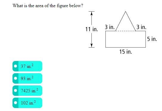 What is the area of the figure below?-example-1