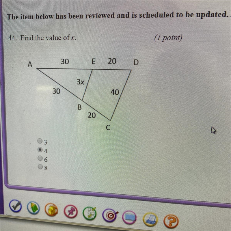 Please help me . Find the value of x-example-1