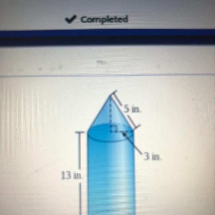 The surface area of the solid is about ____ inches squared-example-1