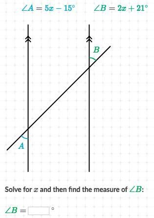 PLEASE HELP! solve for x and then find measure for angle b-example-1