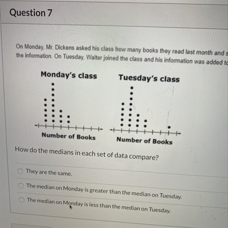 On monday, mr dickens asked his class how many books they read last month and set-example-1