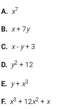 Help please? Which of the following is a trinomial with a constant term?-example-1