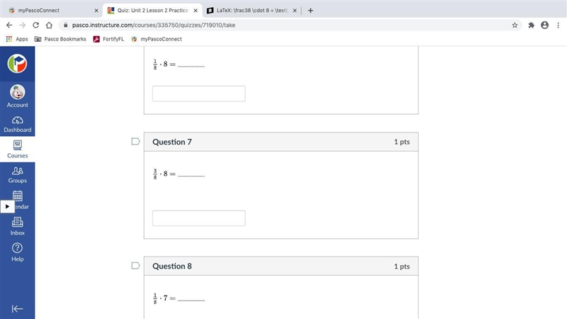 LaTeX: \frac38 \cdot 8 = \text{_______} {Question 7 on canvas}-example-1