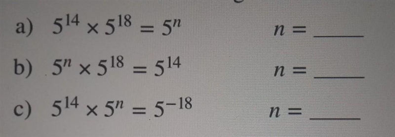 For each of the following find the value of n. please help!​-example-1