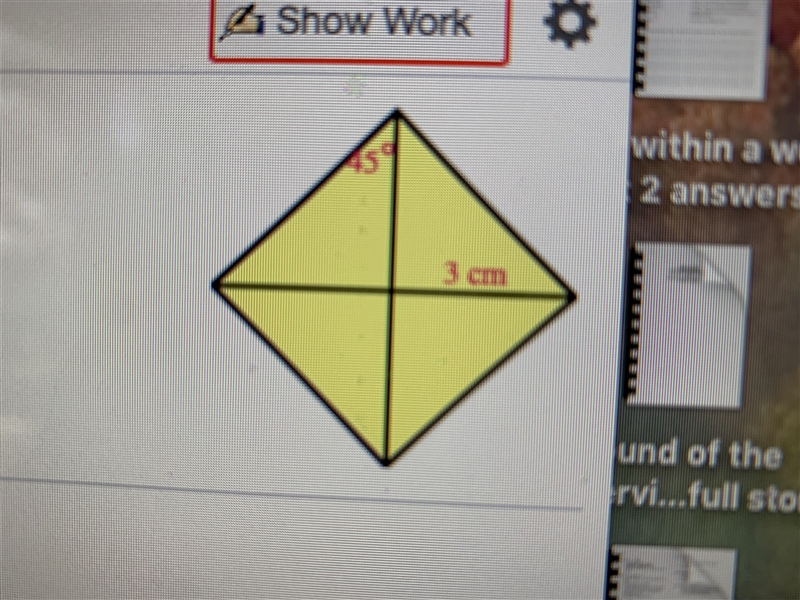 Find the area of the rhombus.-example-1