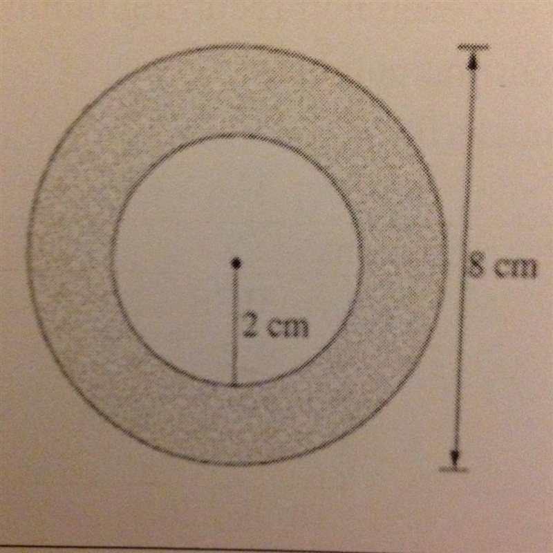 The diagram shows two circles with the same centre. The radius of the smaller circle-example-1