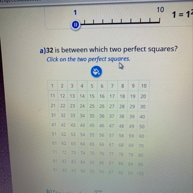 32 is between which two perfect squares?-example-1