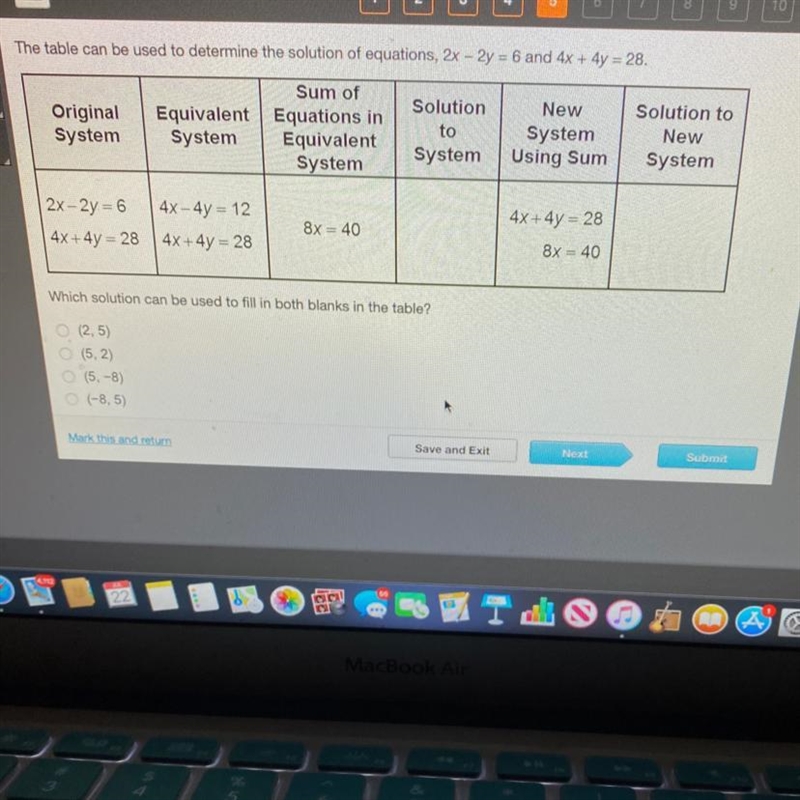 Which solution can be used to fill in both blanks in the table-example-1