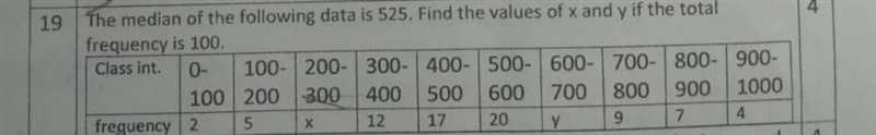 If the median of the following table is 525-example-1