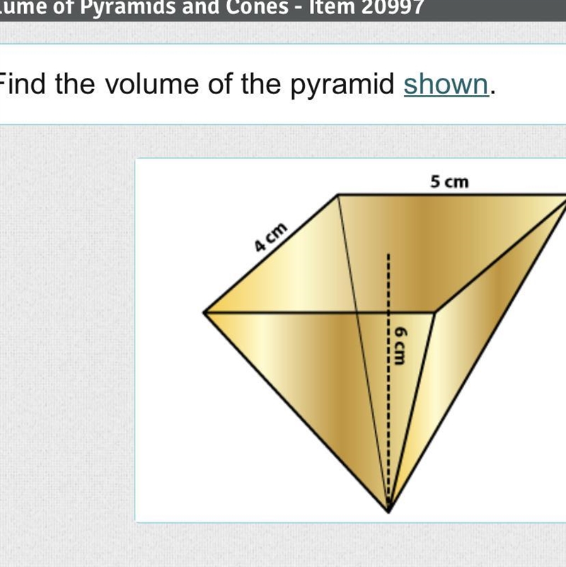 Whats the volume of the pyramid shown-example-1